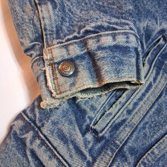 Vintage Levis Sherpa Lined Denim Trucker Jacket USA Made Mens 38R M Early 1980s - Picture 3 of 16